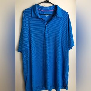 MICHEL ROUEN Blue Striped Performance Polo Shirt  Size 2XL
